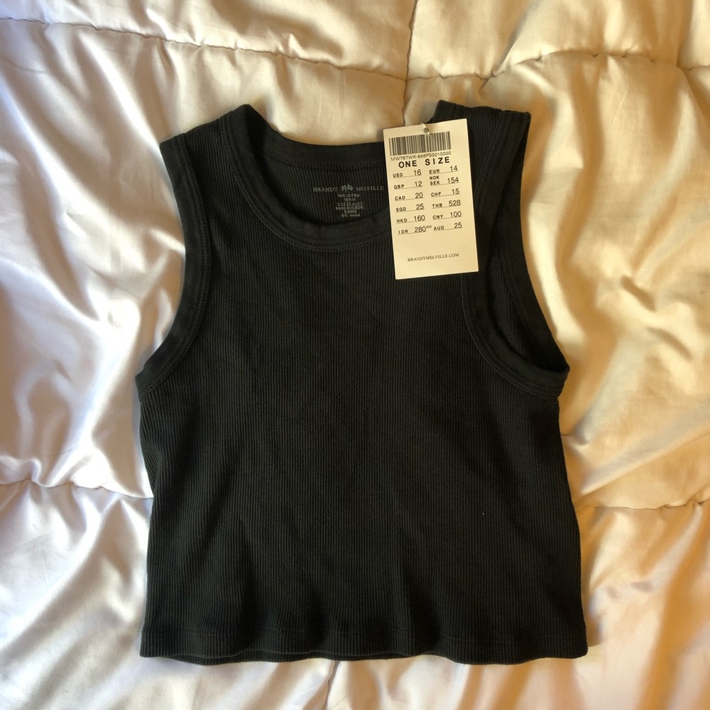 Brandy Melville Black Ribbed Cropped Tank Top